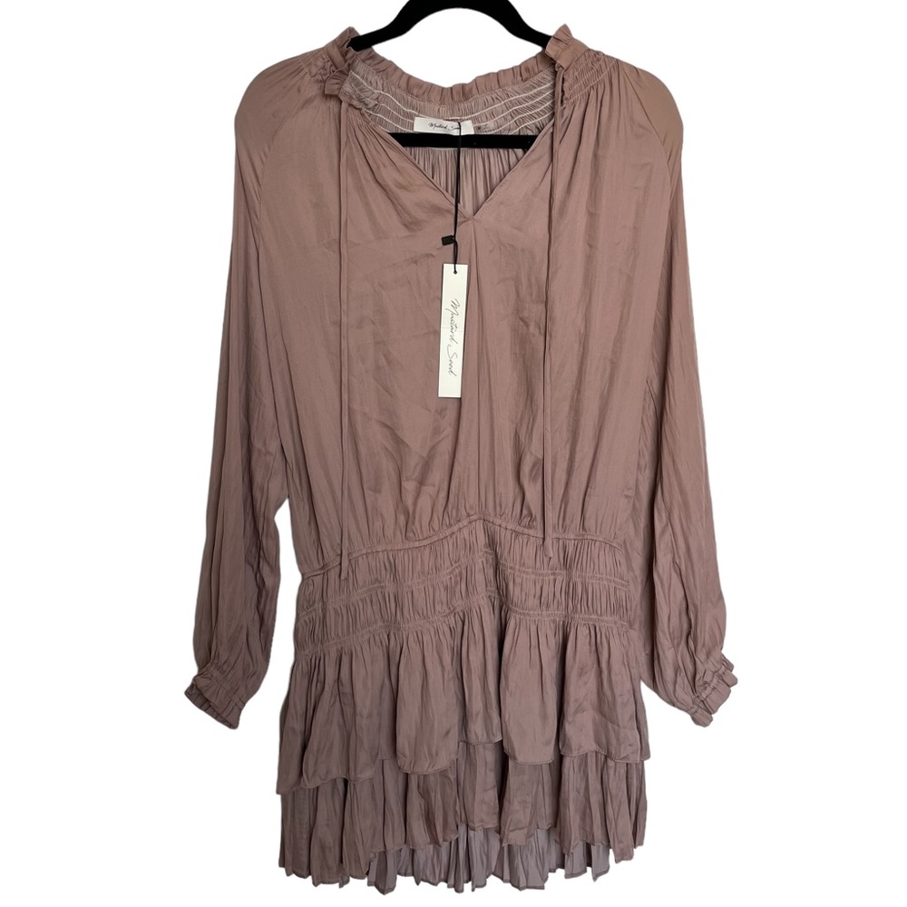 NWT Mustard Seed Mocha Drop Waist Smocked Tiered Ruffle Mini Dress - Size Medium